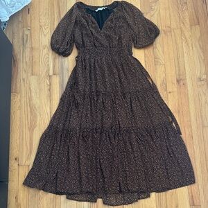 Astr Brown Floral Maxi Dress